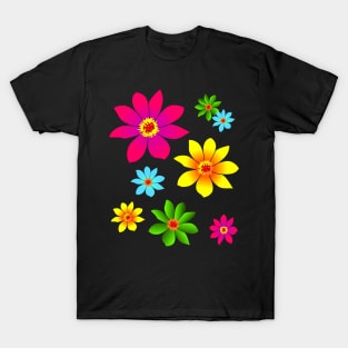 colorful flowers, bloom, blooming, blossoms, petal T-Shirt